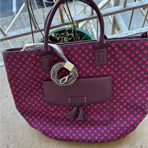 VERA BRADLEY Geometric Purple and Pink Tote Gorgeous like NEW!!never used thumbnail 4