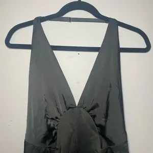 NWT Free People Women's Large Black Halter Slit Silky Dance Til Dawn Maxi Dress thumbnail 4