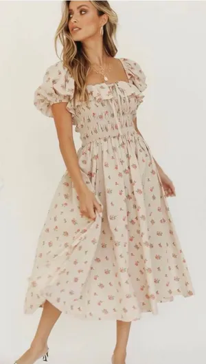 NEW R.Vivimos Womens Summer Floral Print Puff Sleeve Dress Medium 8/10 thumbnail 1