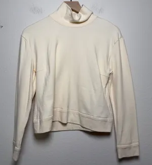 BURU Women Cotton Turtleneck Top Medium‎ Cream Keyhole Back Long Sleeve Nursing thumbnail 1