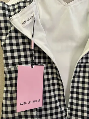 NWT Avec Les Filles Gingham Check Fit and Flare Sweetheart Dress thumbnail 6