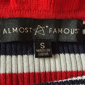 Almost Famous Y2K Striped Off the Shoulder Ribbed Knit Sweater Crop Top thumbnail 6