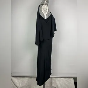 Kobi Halperin Black 100% Silk Open Shoulder Cape‎ Halter Dress Size 6 thumbnail 5