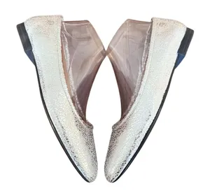 Vince Camuto Silver Metallic Crackle Ballet Flats Almond Toe womens 8M/39‎ thumbnail 1