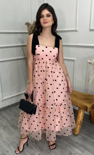 Pink and Black Polka Dot Dress with Bows - Boutique Brand NEW - Small thumbnail 4