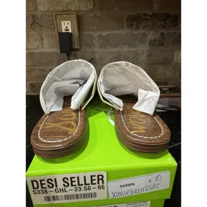 Sam Edelman Women's Gilles Flat Sandal Ivory‎ Leather Size 7.5 Slide thumbnail 6