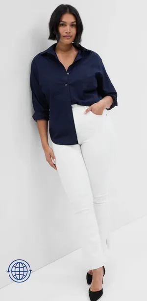 Gap Kick Fit High Waisted Crop Flare White Jeans thumbnail 1