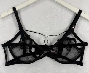 Victorias Secret Very Sexy‎ Black Butterfly Mesh Strappy Low Cut Demi Bra XL NEW thumbnail 1
