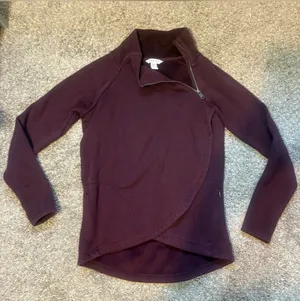 Athleta Cozy Karma Asym Pullover Small Burgundy Fleece Half Zip Sweatshirt thumbnail 1