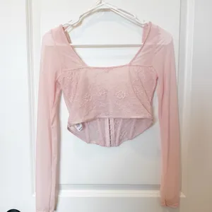 Garage Womens Sheer Lace Corset Top Small Pink Coquette Fairy Dainty Romantic thumbnail 3