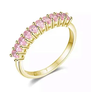 Sterling Silver SIZE 7 18kt Gold Plated 925 Stackable Dazzling Pink Cubic Zirconia Ring thumbnail 1
