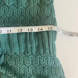 Free People Fire Island Blouse‎ Crochet Top 3/4 Sleeve Knit Green size M Boho thumbnail 13