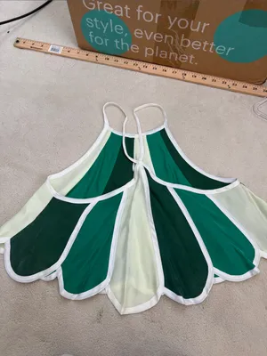 Free People Green & White Stripe Inez Skirt Set Size Small Crop Halter Top thumbnail 9