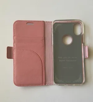 iPhone X Case Leather Wallet Flip Cover Pink thumbnail 5