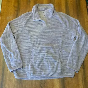 Eddie Bauer Pullover Fleece XL Lavender Snap Collar Textured Black Label Warm thumbnail 1