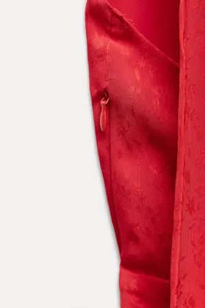 Zara midi dress Elegant Red Halter prom wedding cocktail party satin thumbnail 3