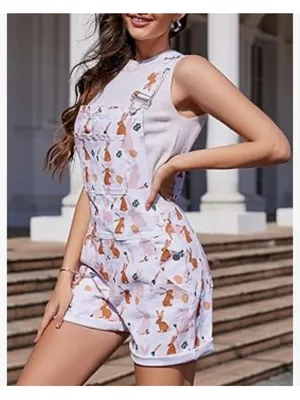 NEW Bunny Cute Festival Bib Overalls Adjustable Coveralls XL thumbnail 6