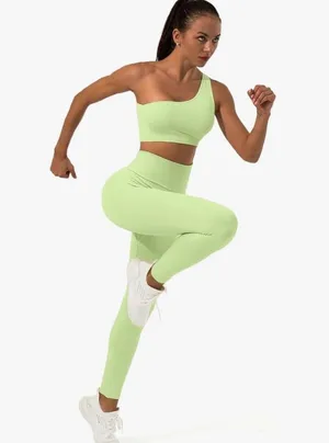 Amazon Sportneer Avocado Green Ribbed Seamless Gym Yoga Leggings Pants thumbnail 12