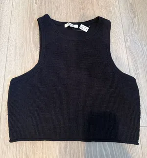 NWT Madewell Navy Blue Knot Cotton Ribbed Cropped Tank Top Medium thumbnail 1