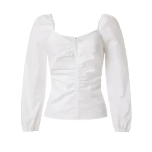 Veronica Beard White Peasant Top SIZE 12 Milkmaid Cottage Cotton Designer $348 thumbnail 4