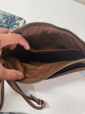 Coach‎ Signature Monogram Khaki Brown Leather Trim Crossbody Bag thumbnail 8