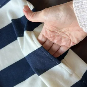 ANTHROPOLOGIE Postage Stamp Navy & White Striped Mini Dress Size Medium thumbnail 7