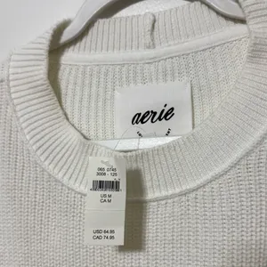 Nwt Aerie White Pullover Sweater Size Medium Oversized Ribbed Knit Crewneck thumbnail 3