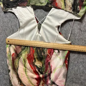 Lilyful Mini Dress Ruffle Trim Sleeveless Green Abstract‎ Print Size L thumbnail 7