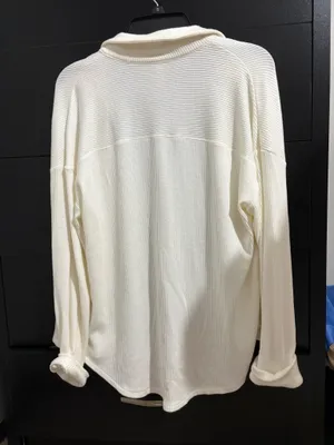 Ribbed flowy top White thumbnail 2