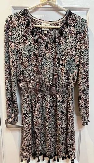 Knox Rose bohemian-style floral pattern long sleeve dress size M thumbnail 1