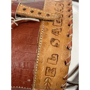 Vintage Women’s Brown/Tan Tooled Leather Backpack Bucket Bag, El Salvador thumbnail 7