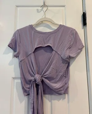 Purple Short Sleeve Tie Top thumbnail 3