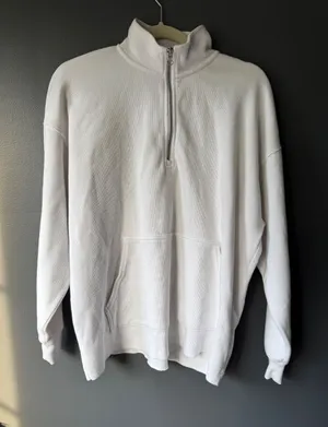 Aerie White Half-Zip Pullover Sweatshirt XS thumbnail 1