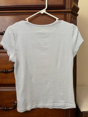 Aeropostale blue & white striped seashell top thumbnail 2