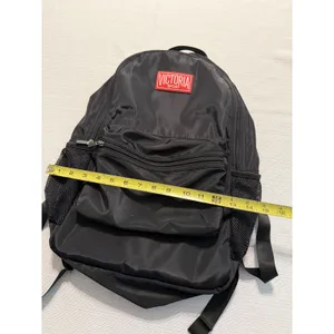 Victoria Sport Backpack Black Nylon Red Lining Mesh Pockets‎ Gym Travel Bag thumbnail 3
