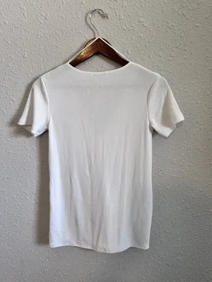 Zara White V-Neck Button-Up Top   thumbnail 7