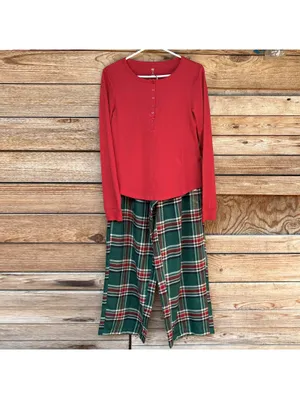 dip Sleep Red Long Sleeve Pajama Set, Size M Size M thumbnail 2