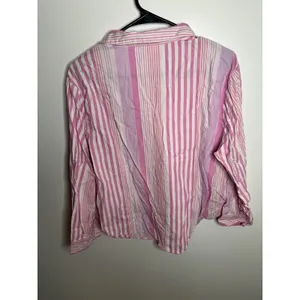 Victoria's Secret Women's Medium Short Pajama Shirt Stripe Pink Cotton Bottom Up thumbnail 5