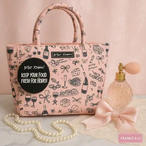 Betsey Johnson Pink Food Print Insulated Lunch Tote Bag Carryall NWT thumbnail 3