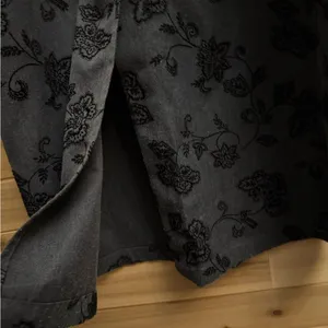 Vintage Talbots Size Large Gray Velvet Floral Overall Dress Whimsigoth Goth thumbnail 8