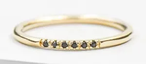 NEW Women's‎ Dainty 14k Gold Plated S925 Black Melee Diamond Ring Size 5.5 thumbnail 1