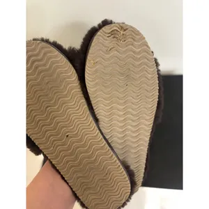 Twelve AM Co. Fuzzy Slippers‎ Open Toe Slip On Slides Brown Size 7 thumbnail 3