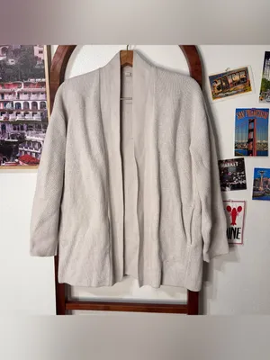 Lululemon Merino Wool-Blend Ribbed Long Wrap Sweater White Opal thumbnail 4