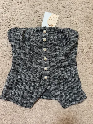 LG Black & White Tweed Top with Branded Tag thumbnail 2