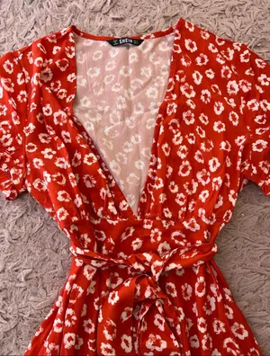 Red floral dress thumbnail 3