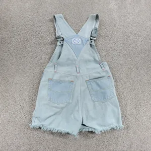 No Excuses Womens Overalls Cut Off Shorts S Blue Light‎ Wash Denim thumbnail 2