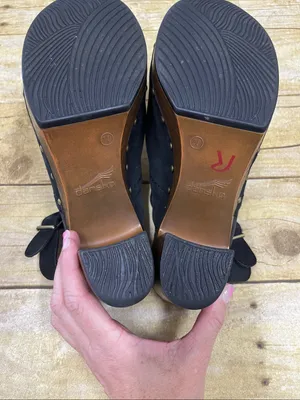 Dansko Black Leather Slingback Clogs with Wood-Look Sole size 8.5/9 thumbnail 5