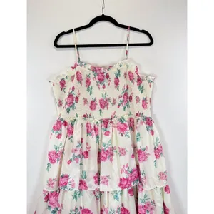 LoveShackFancy Womens Dress Elise Midi Smocked Floral Layered Cottagecore XL thumbnail 7