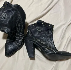 Leather western ankle boots Black Size 11 thumbnail 5