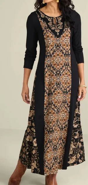 NEW Soft Surroundings Priska Maxi dress in Autumn Tile Boho Artsy XL thumbnail 1